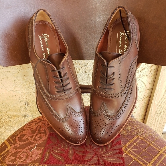 Antonio‎ Maurizi Wingtip NERO Leather Brogue Oxford